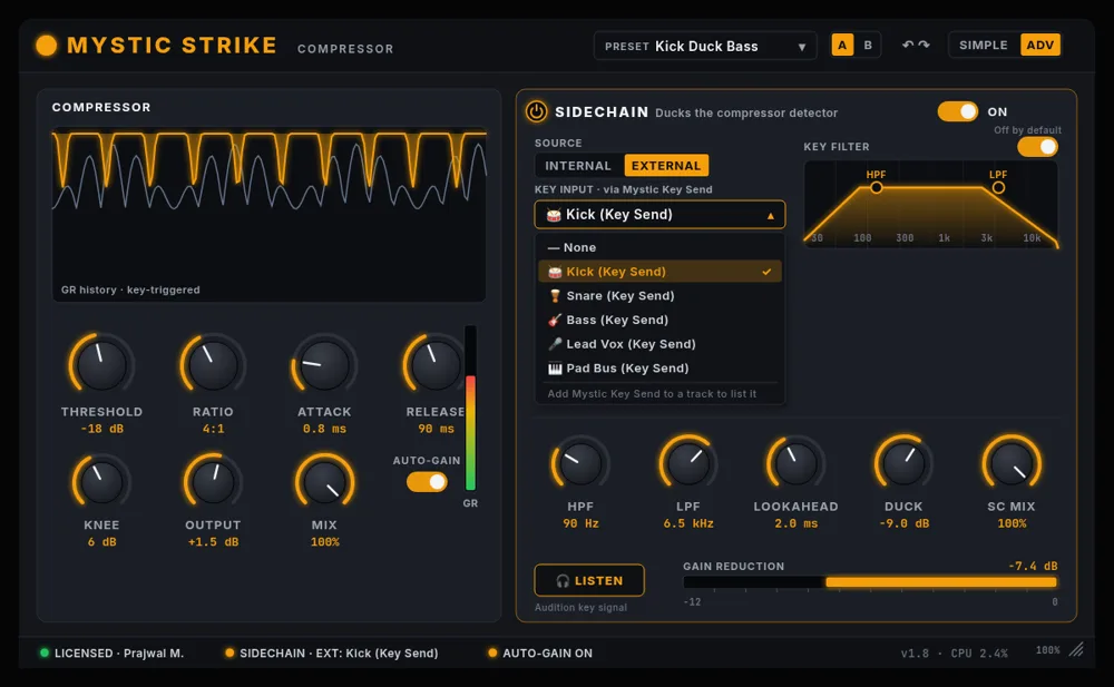 Sidechain plugin interface mockup